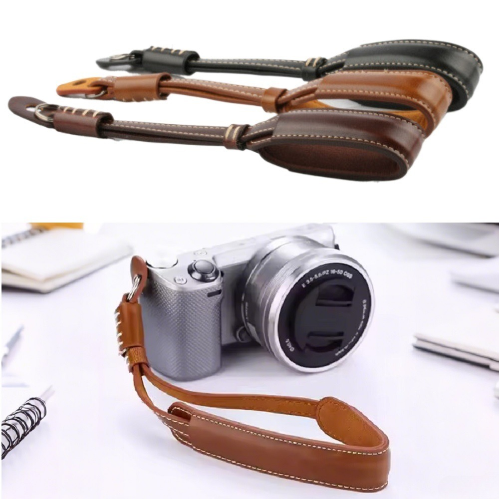 Camera Strap Leather - Alça de pulso para câmera de