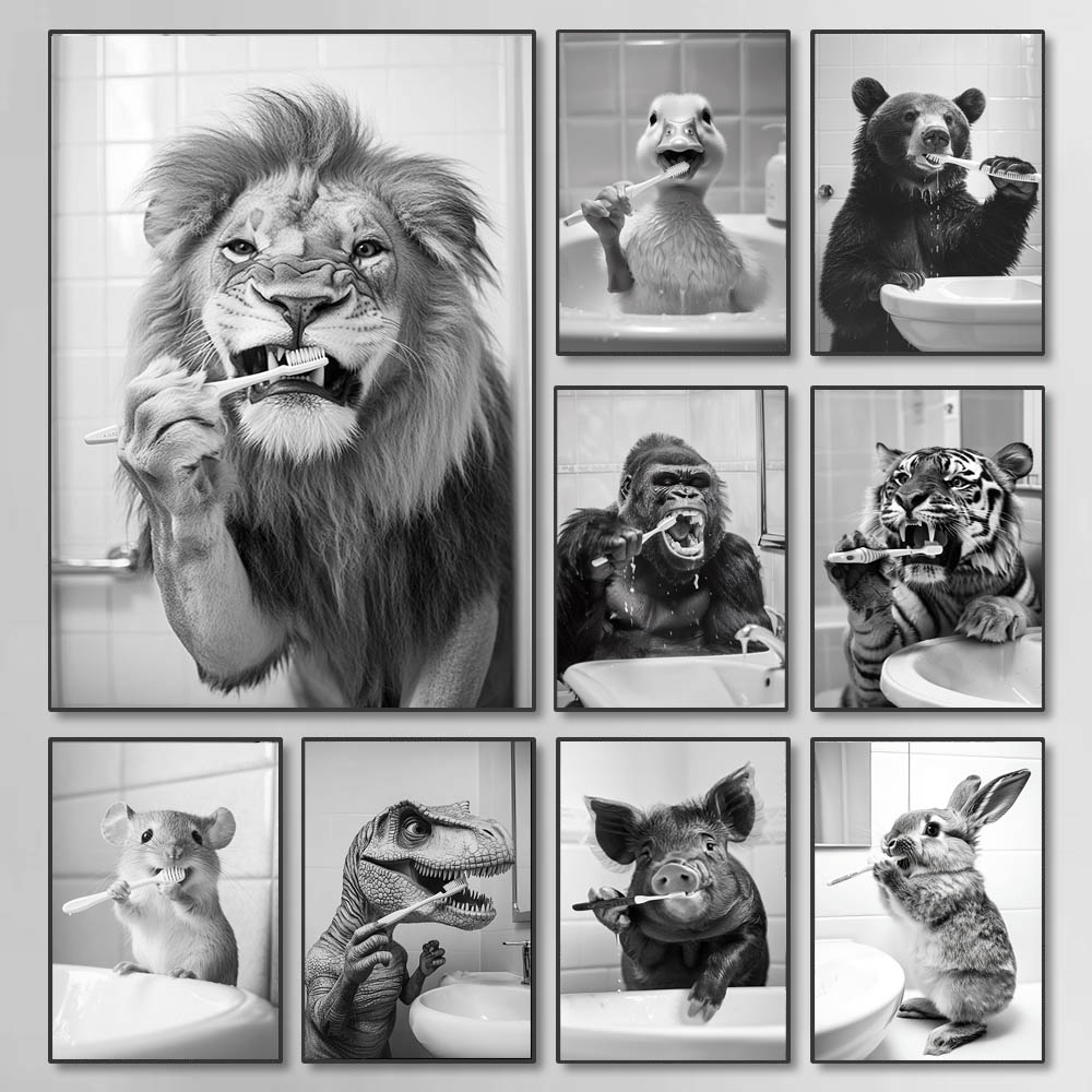 Photography Black And White - Pôster Engraçado de Escovação de Dentes